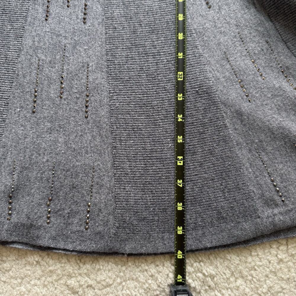 Joseph Ribkoff Gray Studded Knit Sweater Dress Med Fit & Flare Long Sleeve Party - Picture 9 of 10
